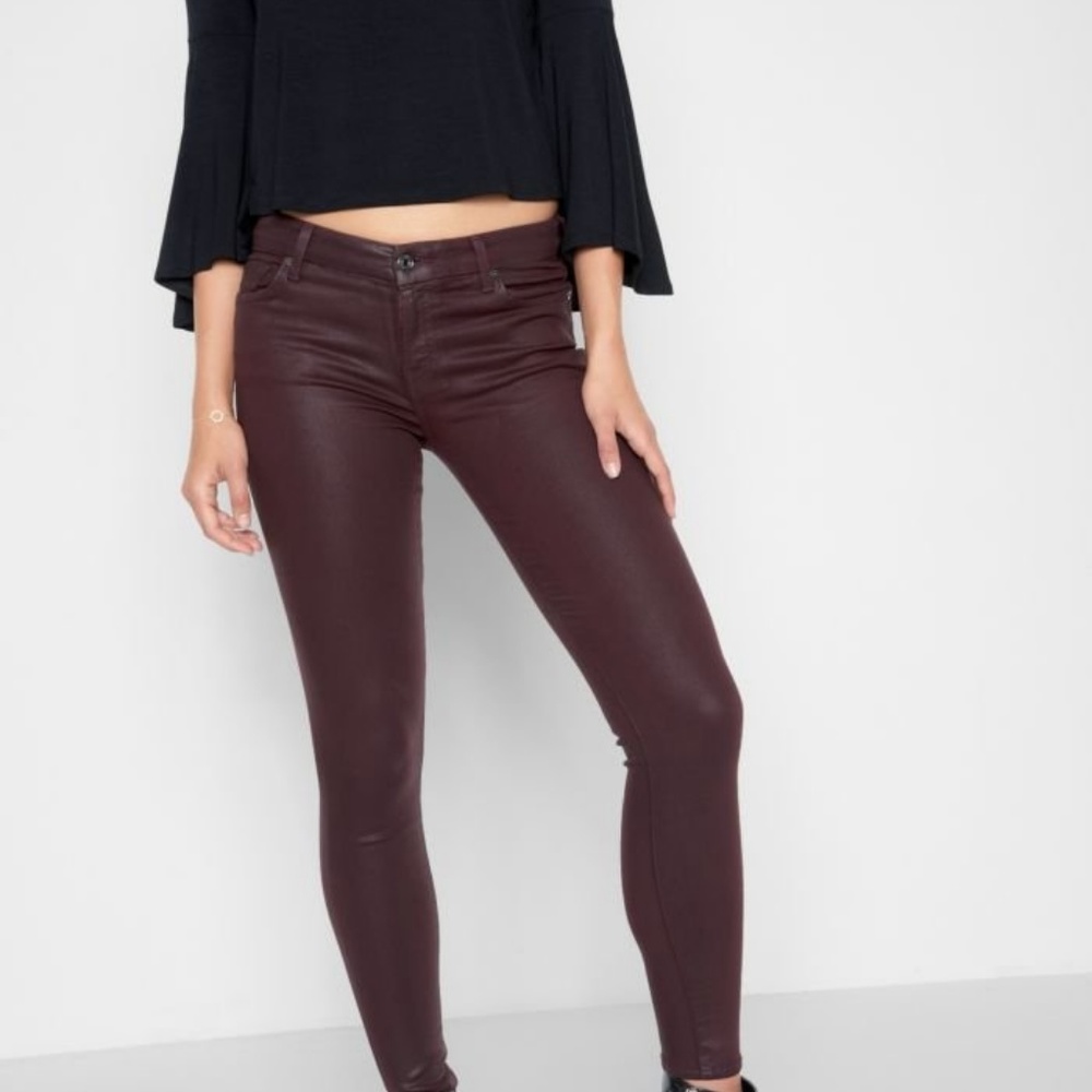 7 For All Mankind- Burgundy Ankle Skinny